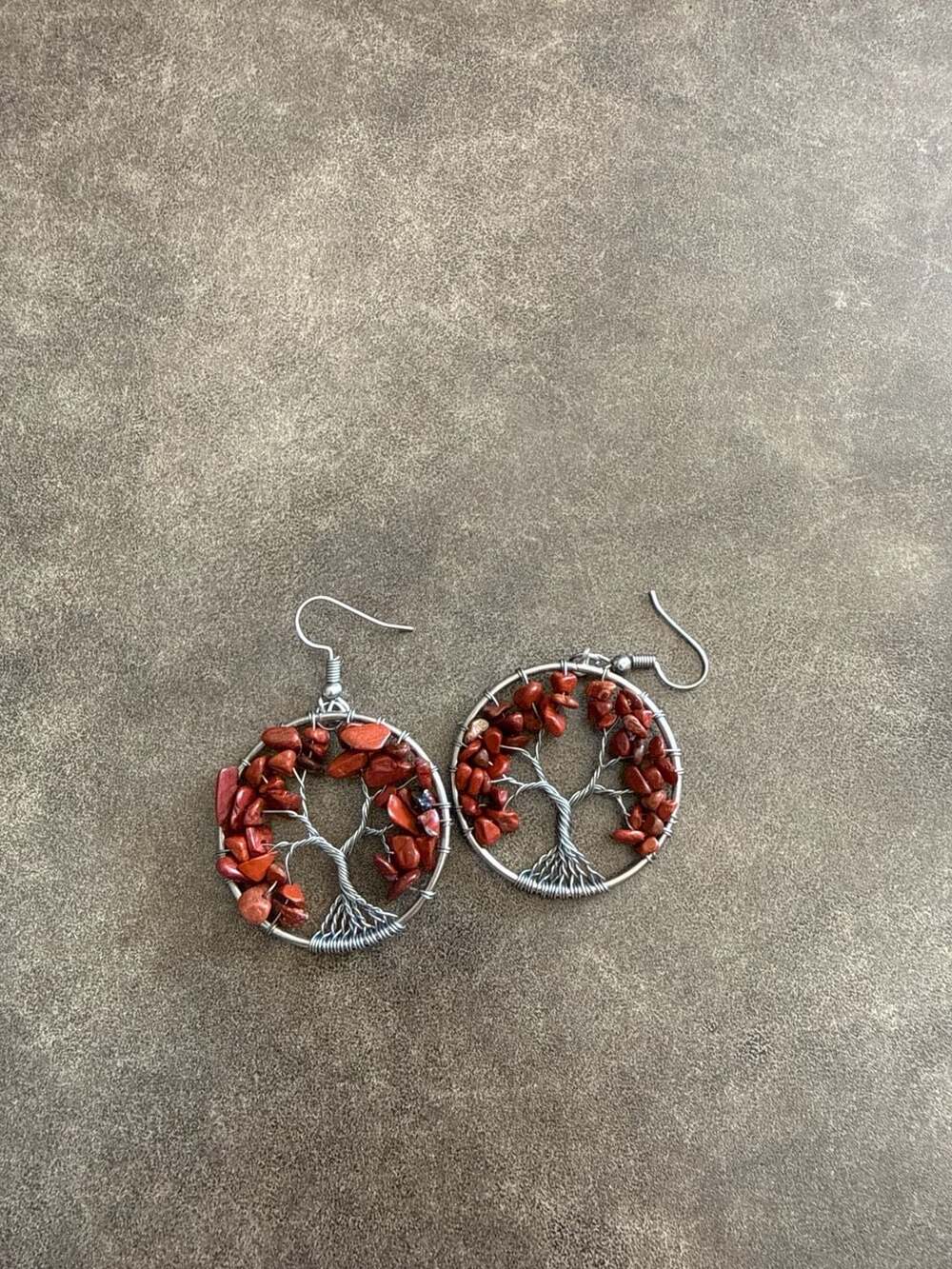 Tree Of Life Chip Stone Necklace - Red Jasper